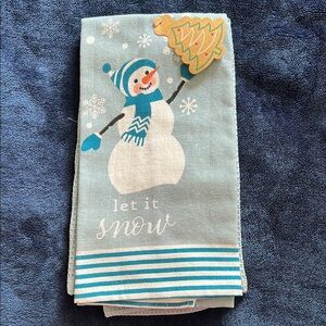Blue and White Snowman Kitchen Linens Winter Accessory